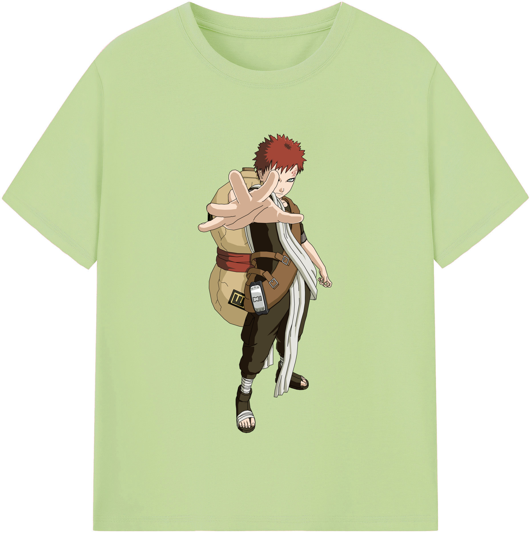 （画像用） NARUTO -ナルト- ガアラ Gaara 綿100％半袖Tシャツ（フロントプリント）